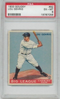 1933 Goudey #92 Lou Gehrig PSA EX-MT 6